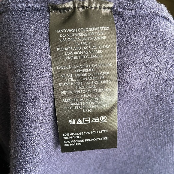 Maeve Anthropolgie  Double-Breasted Navy Blue Knit Sweater Blazer - Picture 4 of 6